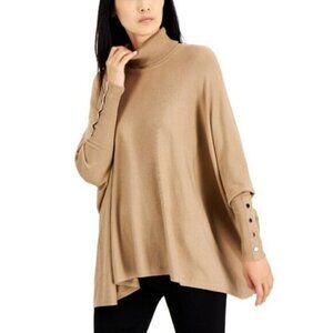 Alfani Size Small Beige Turtleneck Poncho Long Sleeved Sweater NWT